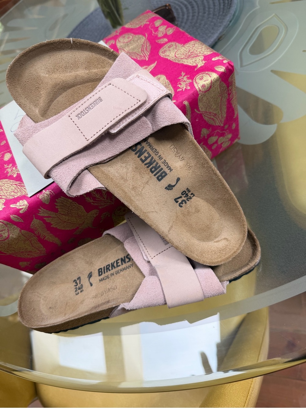 Birkenstock Women’s Blush Pink Suede Slide Sandals - Picture 3 of 4
